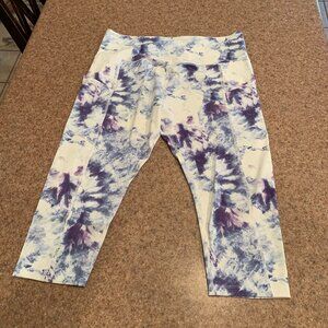 Eluminary Sz 3 (fits 14+) sky blue tie dye work out pants/leggings w/pockets NWT